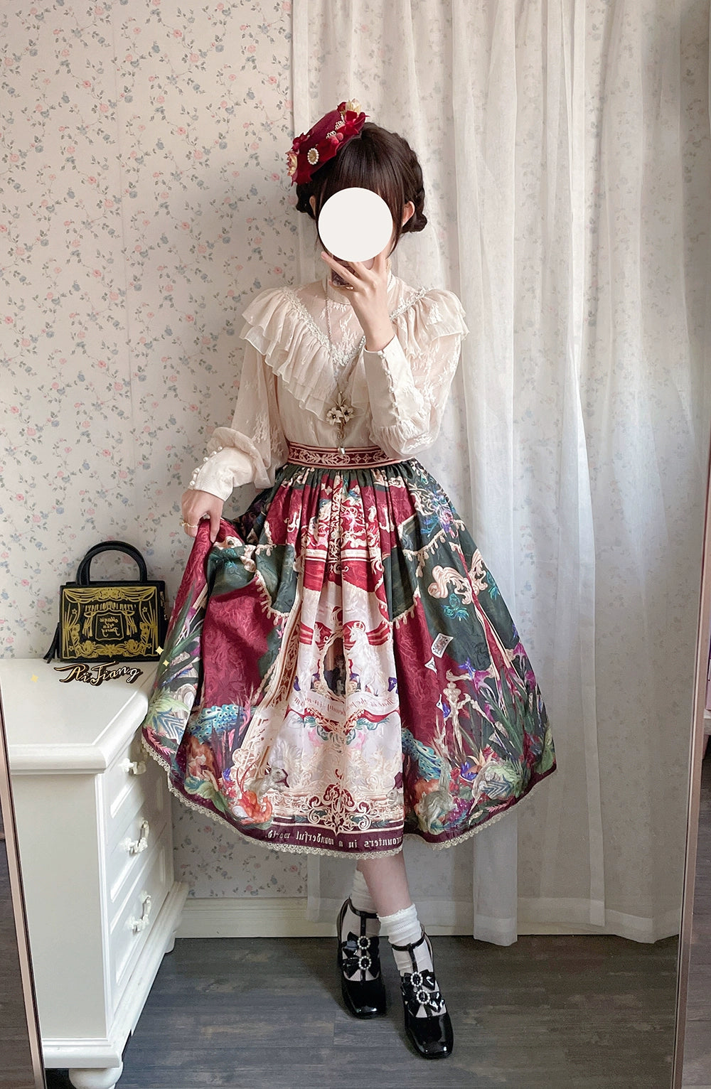 Miss Point~Kaleidoscope~Retro Lolita Skirt Oil Painting Print Skirt Customized   