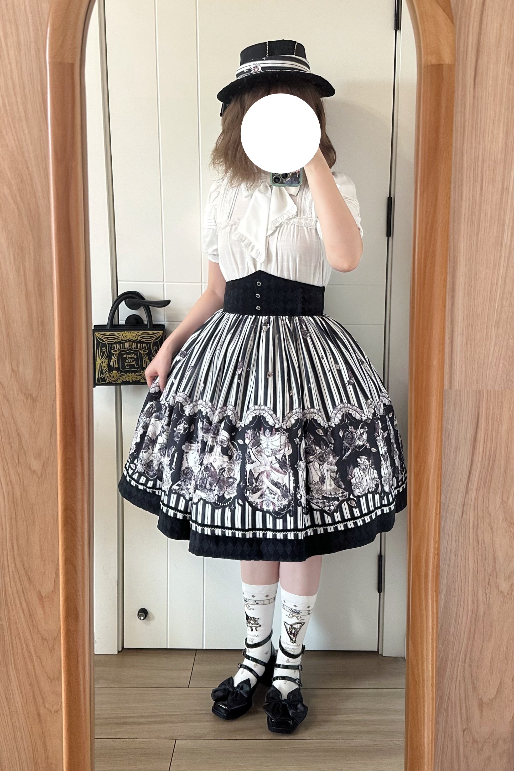 (Buyforme)Little Bear~Gothic Lolita Black and White Striped JSK Set 21350:301518
