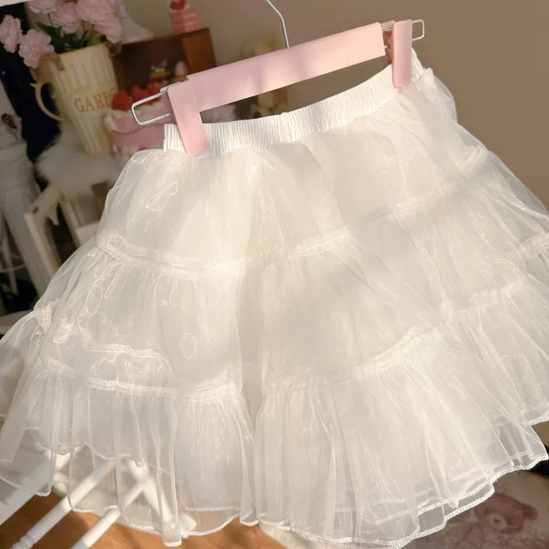 Hanguliang~Daily Lolita Petticoat 35CM White Short Soft Yarn Pannier for Summer   