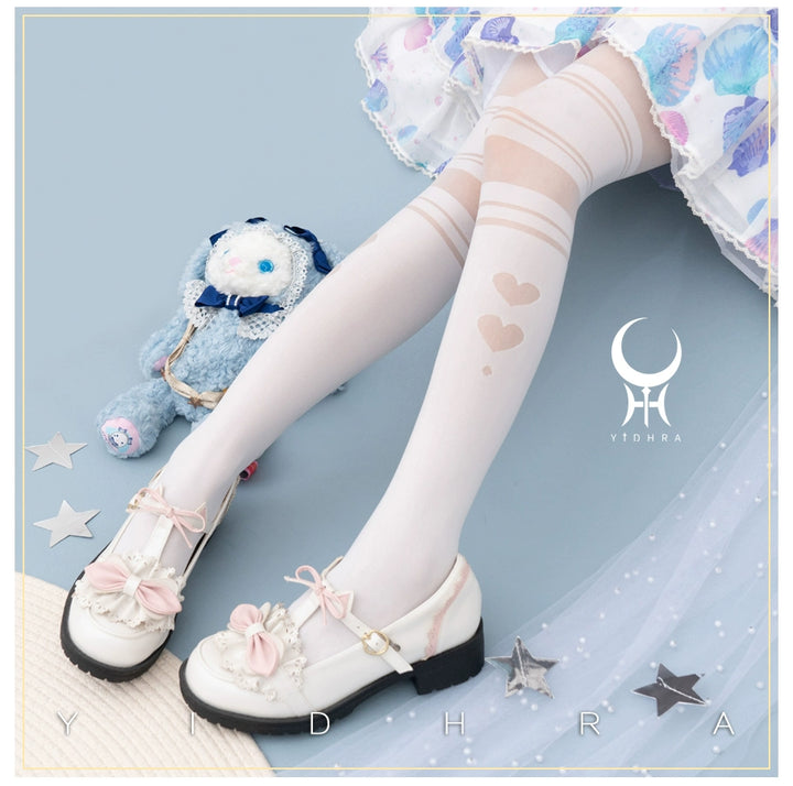 Yidhra~Enchanting Magic~Sweet Lolita Pantyhose Heart Hollow Out Thin Tights   