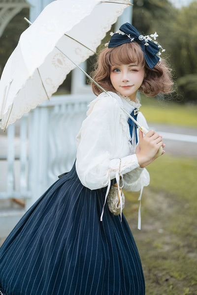 Miss Point~Rose Doll~Elegant Lolita Striped Fishbone Skirt   