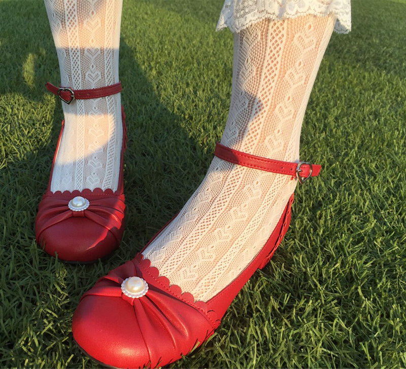 Sosic~Shell Dew~Sweet Lolita Bow Round Toe Shoes 12936:166628
