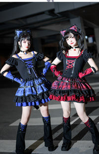 Sakurahime~Punk Lolita Daily Plaid Dress and Accessories