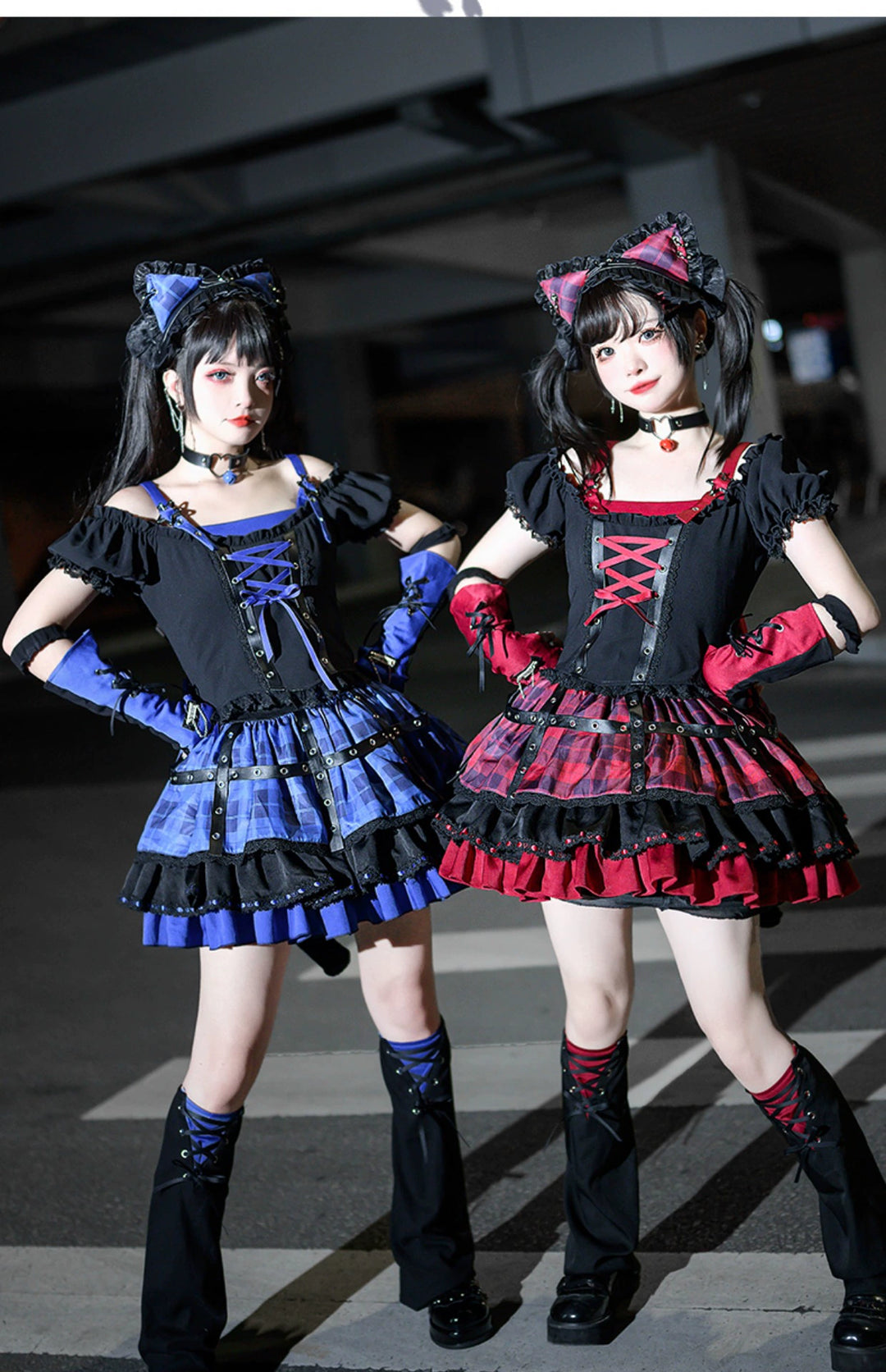 Sakurahime~Punk Lolita Daily Plaid Dress and Accessories