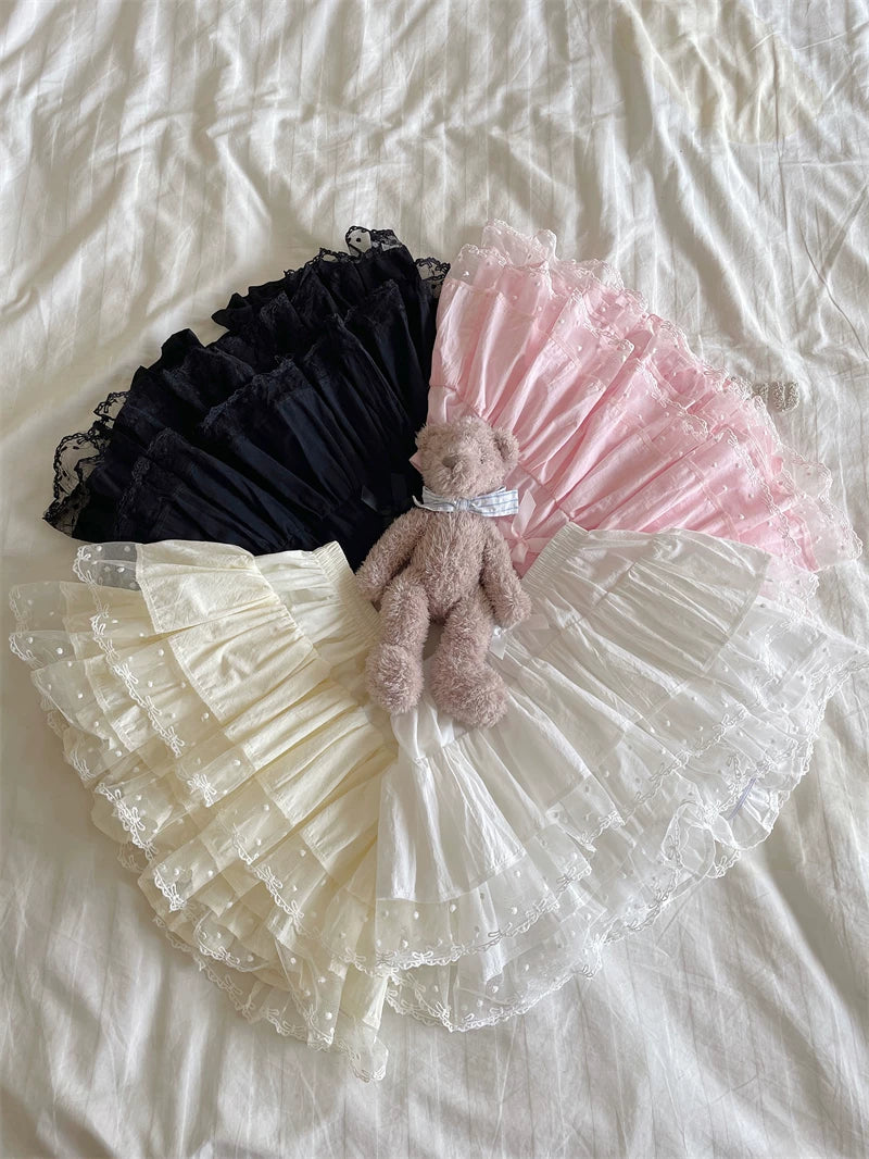 Sweet Lolita Cotton Bloomers, Lace Polka Dot Hem 45183:838822