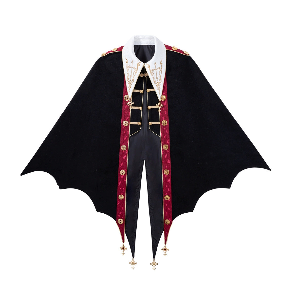 Your Princess - Vampire Youth - Ouji Lolita Bat Shaped Cape Set, Gold Embroidery & Red Accents 44054:795354