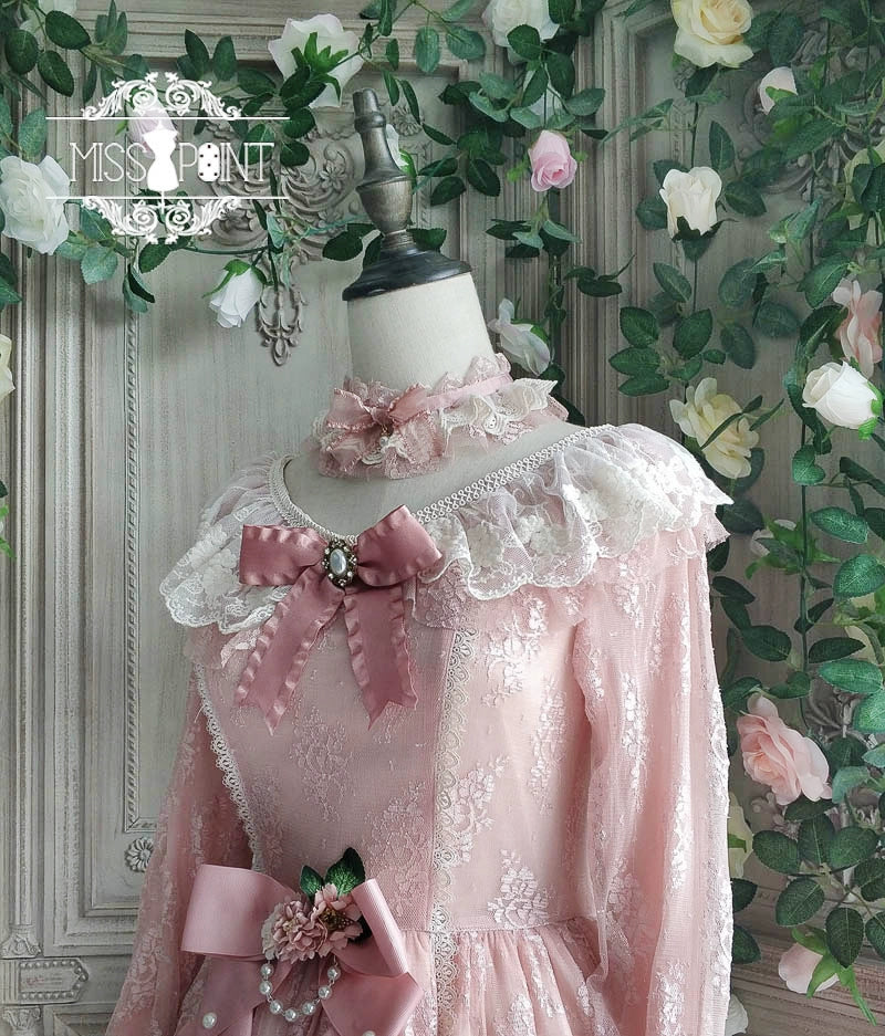 Miss Point~Dawn Girl~Reto Elegant lolita OP Dress Lace Long Sleeve 32768:392922