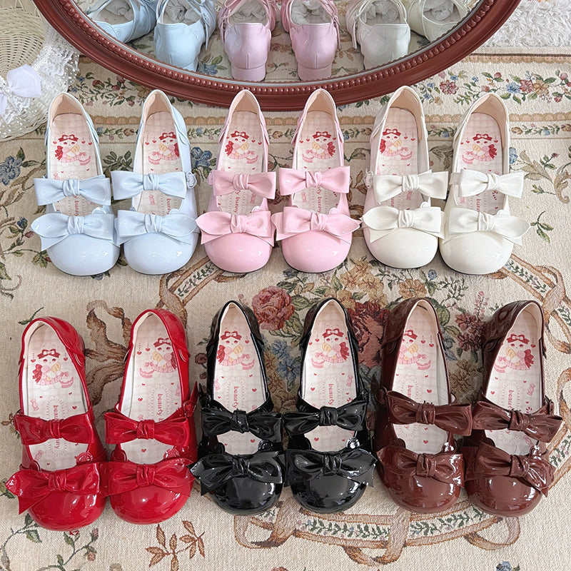 Beauty Bunny~Kawaii Lolita Shoes Low Heels Round Toe PU Shoes   