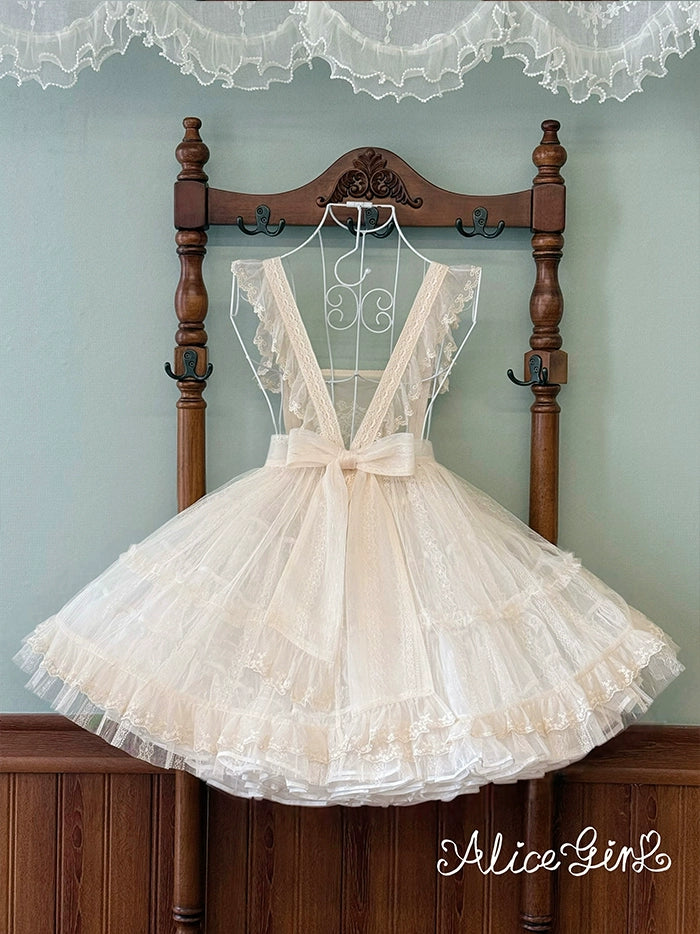 Alice Girl~Elegant Lolita Embroidered Apron with Adjustable Strap 42988:761080