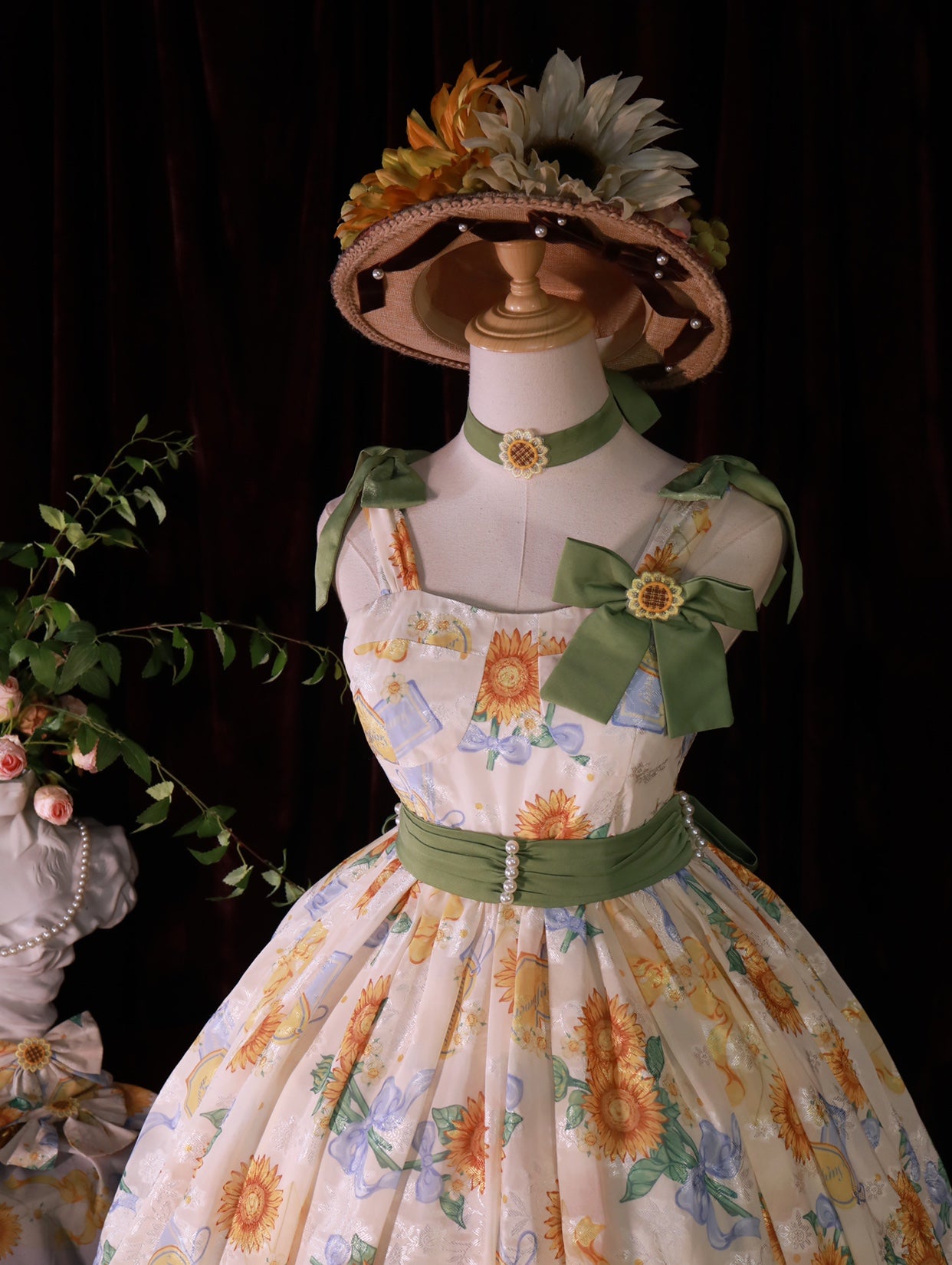 Akiyama Future Studio~Sunflower Print Lolita JSK Dress in Breathable Light Fabric (F L M S) 42790:753518