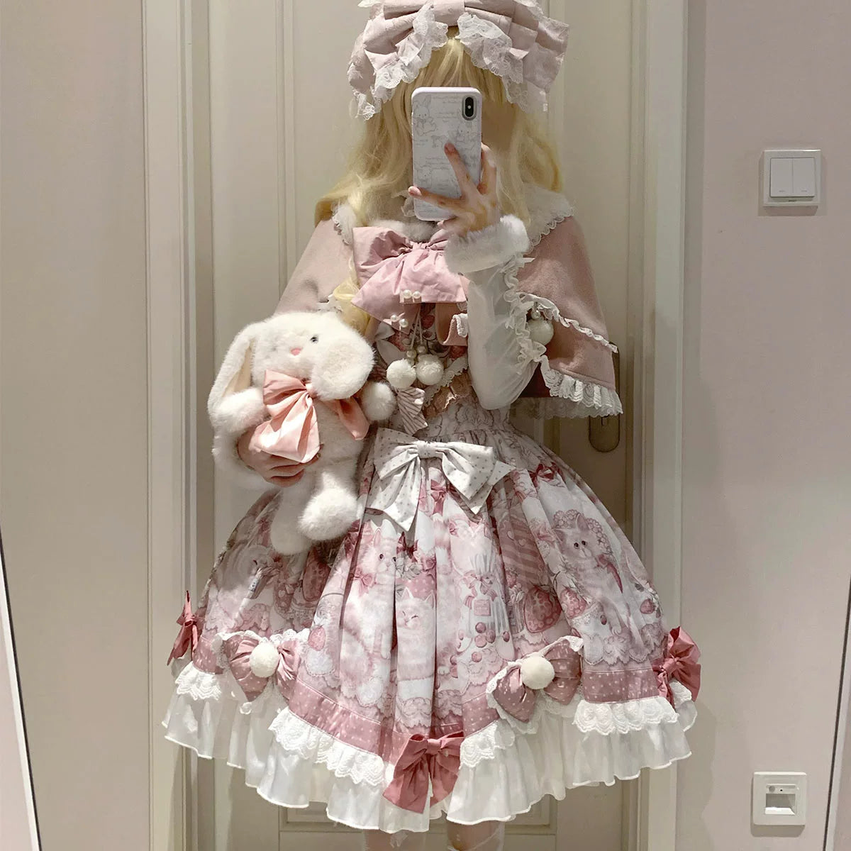 Matutu - Dessert Catlets - Sweet Lolita JSK, Strawberry And Cat Prints