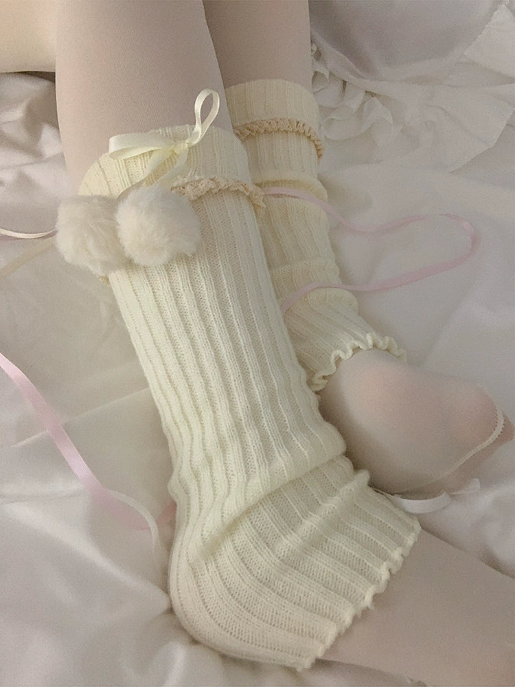 Roji Roji - Sweet Lolita Leg Warmmer Lace and Butterfly Bow