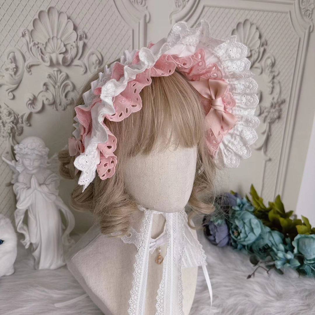 Chestnut Lolita~Lolita Kawaii Cotton BNT Hat white pink  