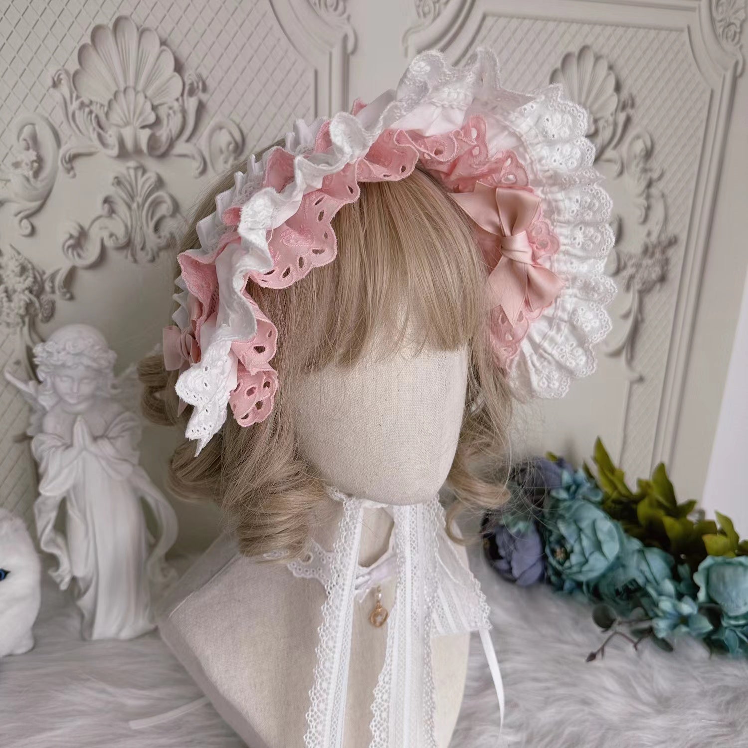 Chestnut Lolita - Lolita Kawaii Cotton BNT Hat white pink