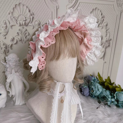 Chestnut Lolita~Lolita Kawaii Cotton BNT Hat white pink  