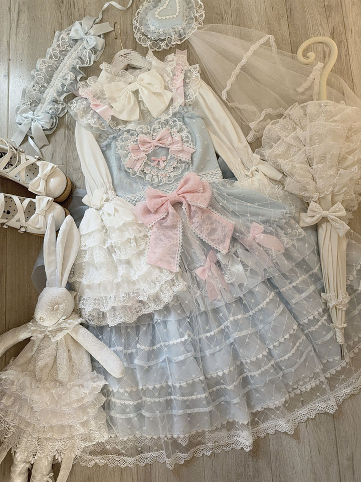 Hanguliang~Spring Awakening~Sweet Lolita JSK and Princess-Sleeved Shirt with Lace Detail