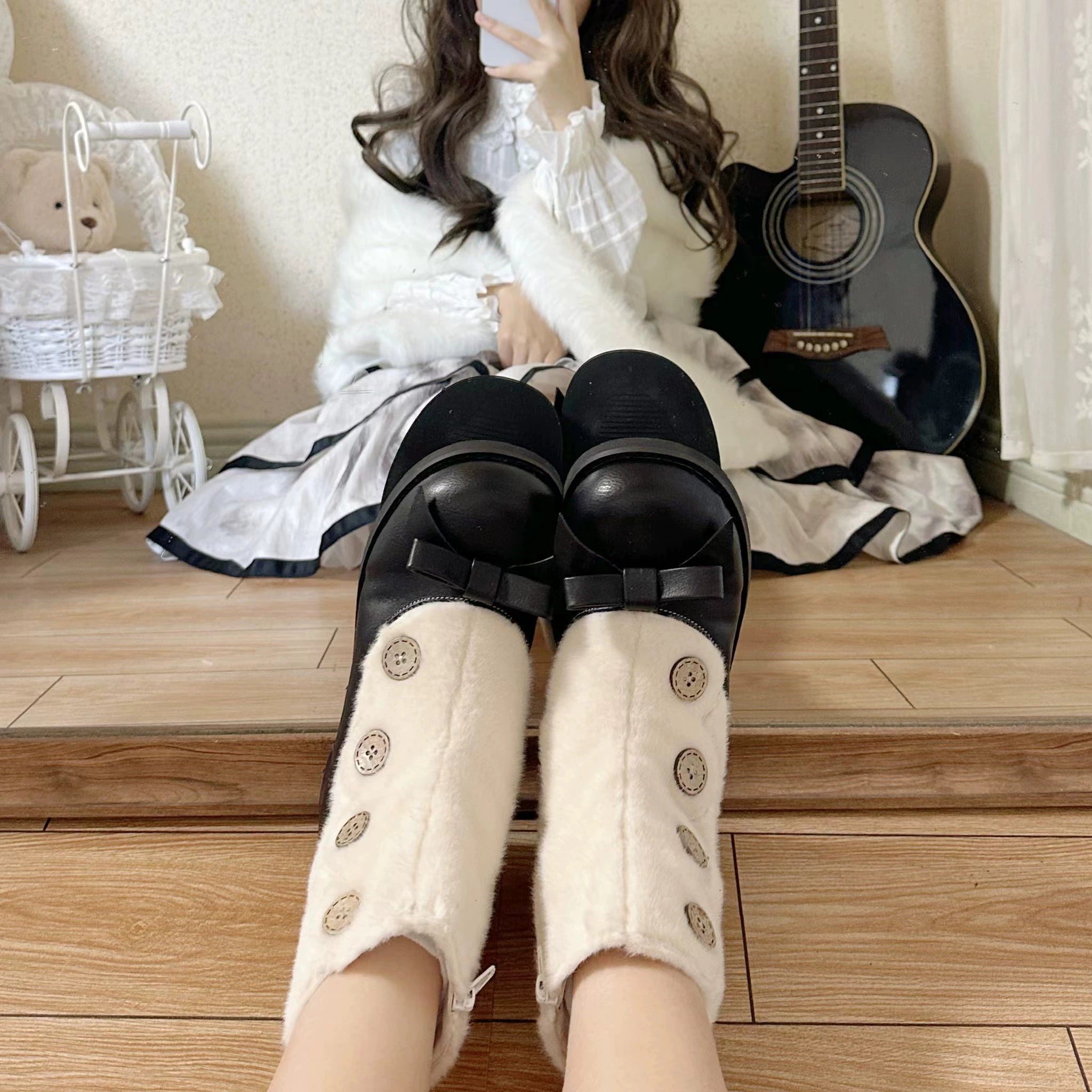 Dolly Doll~Winter Lolita Boots Fur Mary Jane Lolita Low Heel Shoes 32674:403344