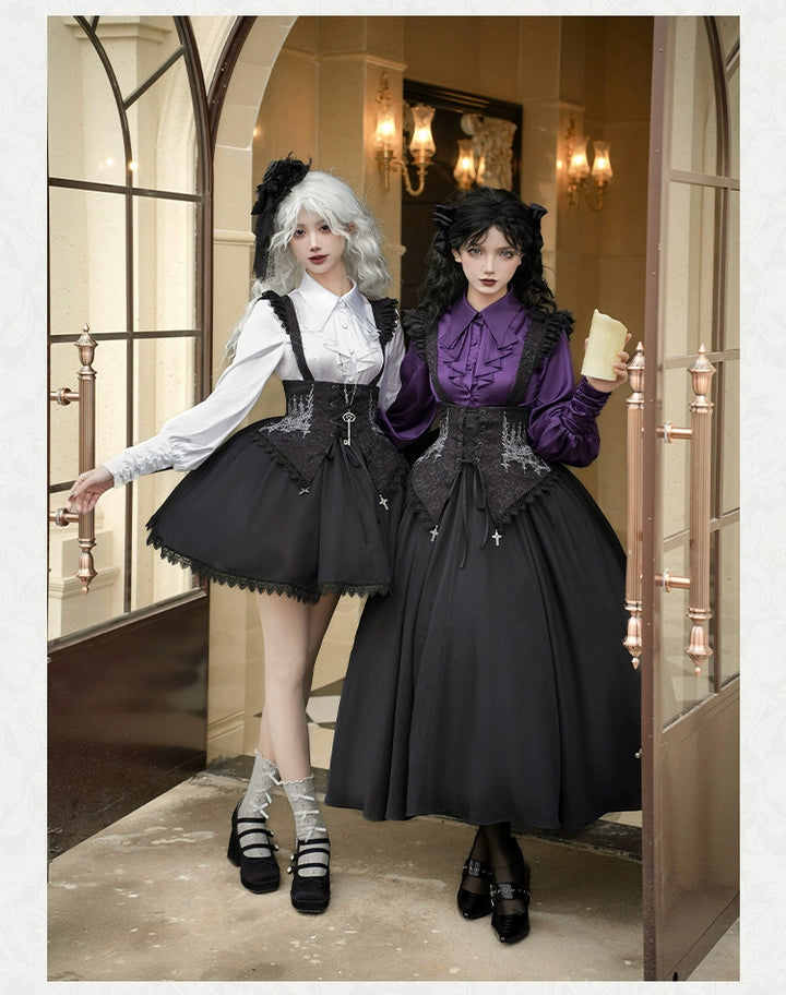 With PUJI~Thorny Night~Gothic Lolita Bust-supporting Skirt With Removable&Adjustable Strap