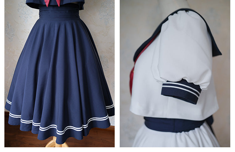 (Buyforme)Beleganty~Vintage Sailor Style Skirt Set Sea and Wind   