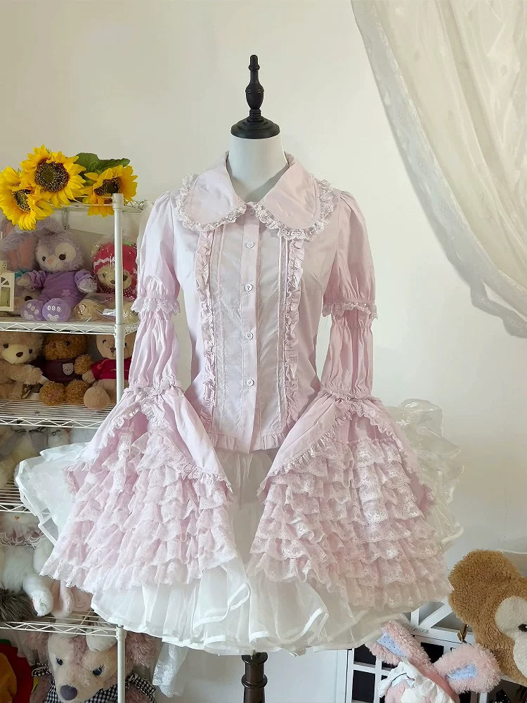 Sweet Lolita Cotton Shirt, Detachable Hime Sleeves (2XL L M S XL) 44656:817462