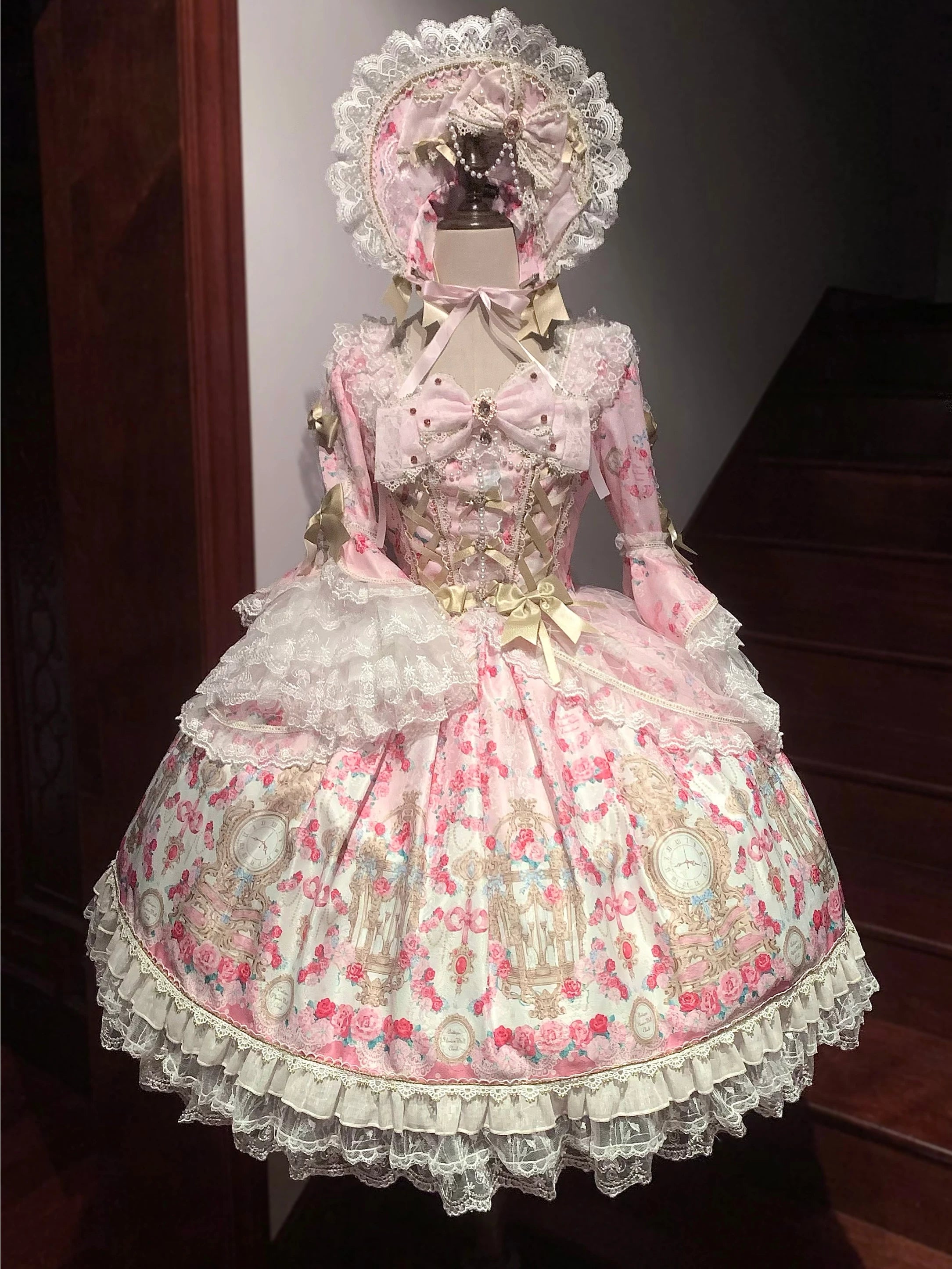 Rose Garden Prelude - Sweet Lolita OP Dress, Floral Printed Pink OP + BNT S Pre-order