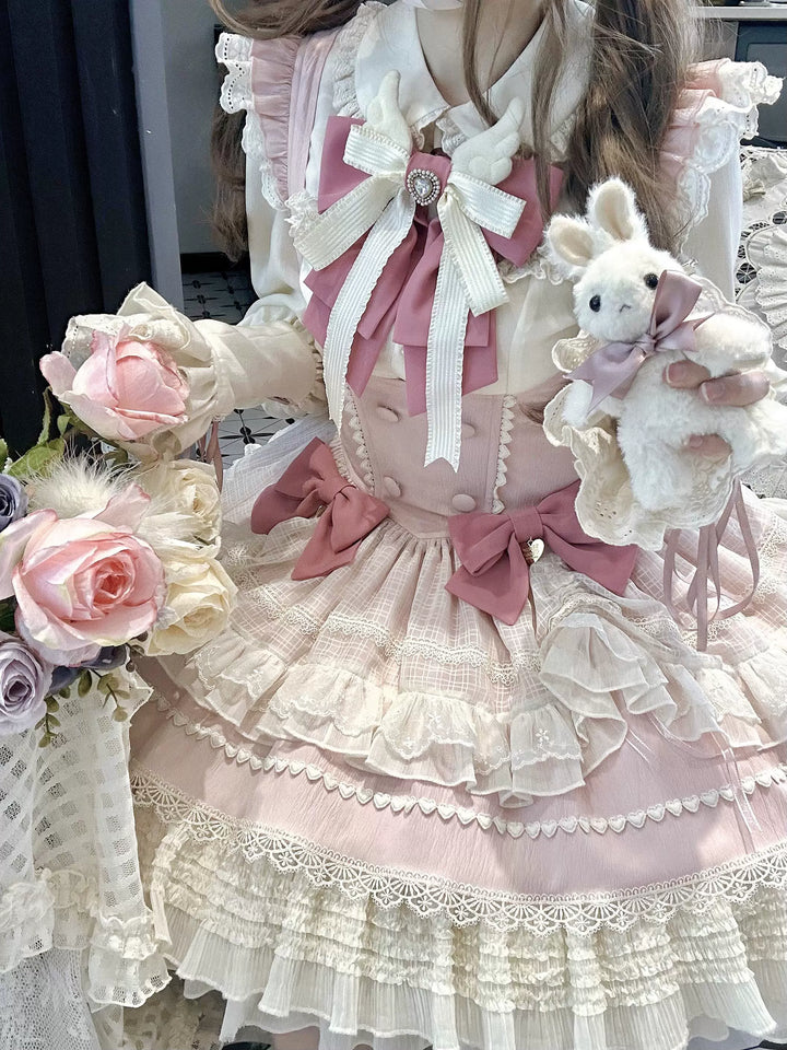 Sakurahime~Cupid Overture~Sweet Pink Lolita Jumper Dress Bust-Supporting JSK