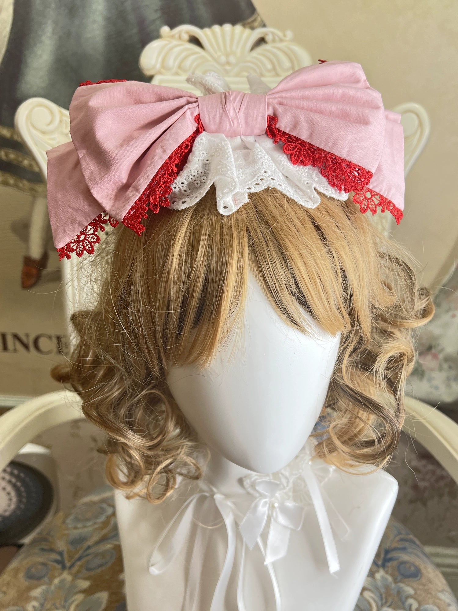 Lace Garden - Pure Cotton Old School Lolita Headdress Pink KC