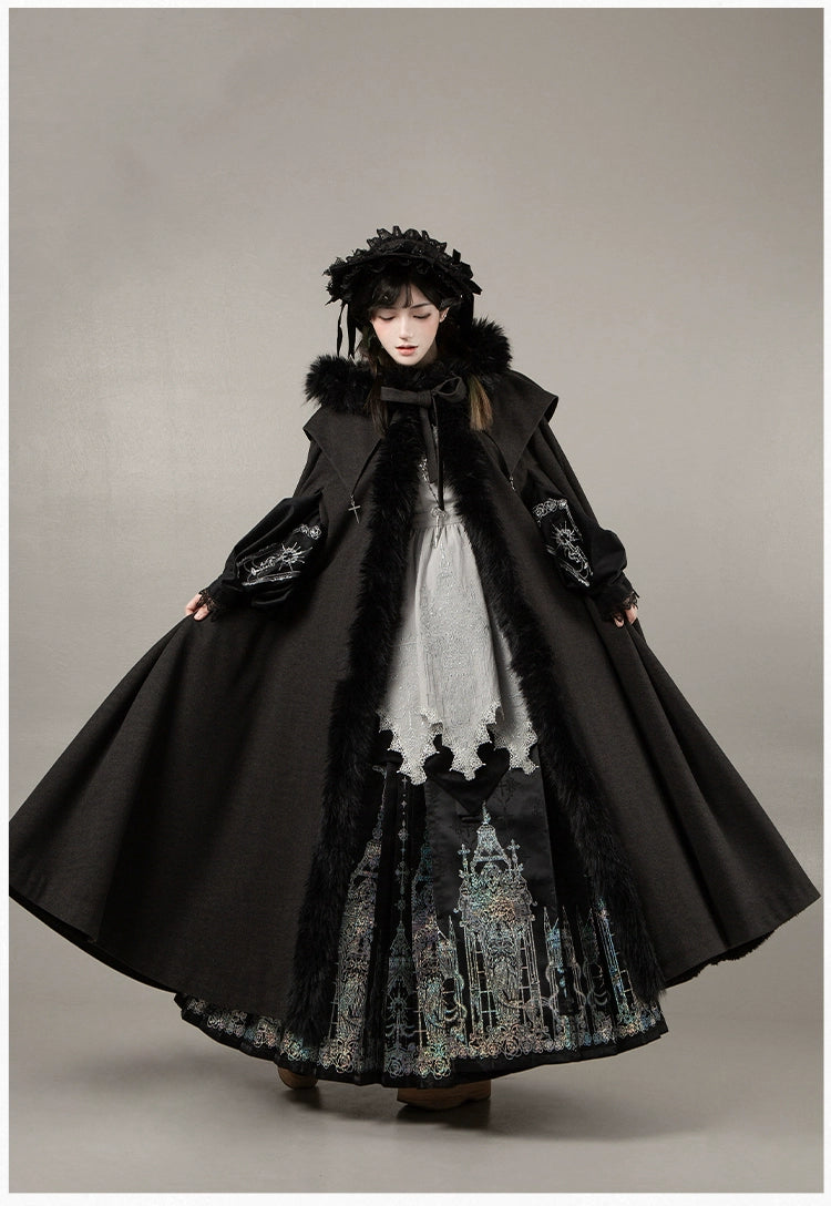 With PUJI - Letter and Poetry · Raven's Night Song - Oriental Aesthetics Gothic Lolita Dress Set 43907:788834
