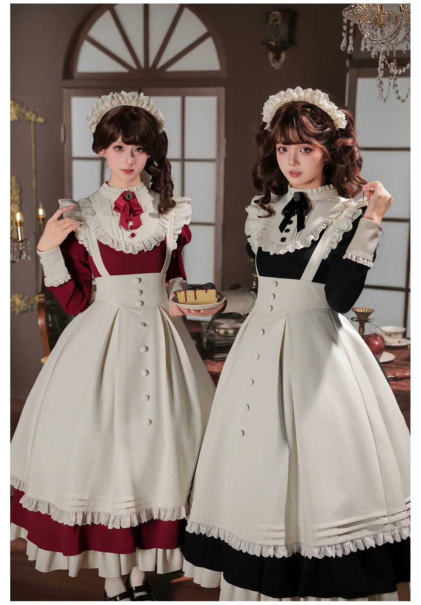 Miss Lita - Classic Lolita Maid OP Dress, Adjustable Flutter Sleeve Apron 45858:865791