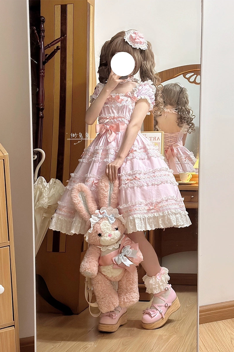 NanShengGe - Love Ice Cream - Sweet Lolita OP Dress Plus Size Multicolor S Pink OP