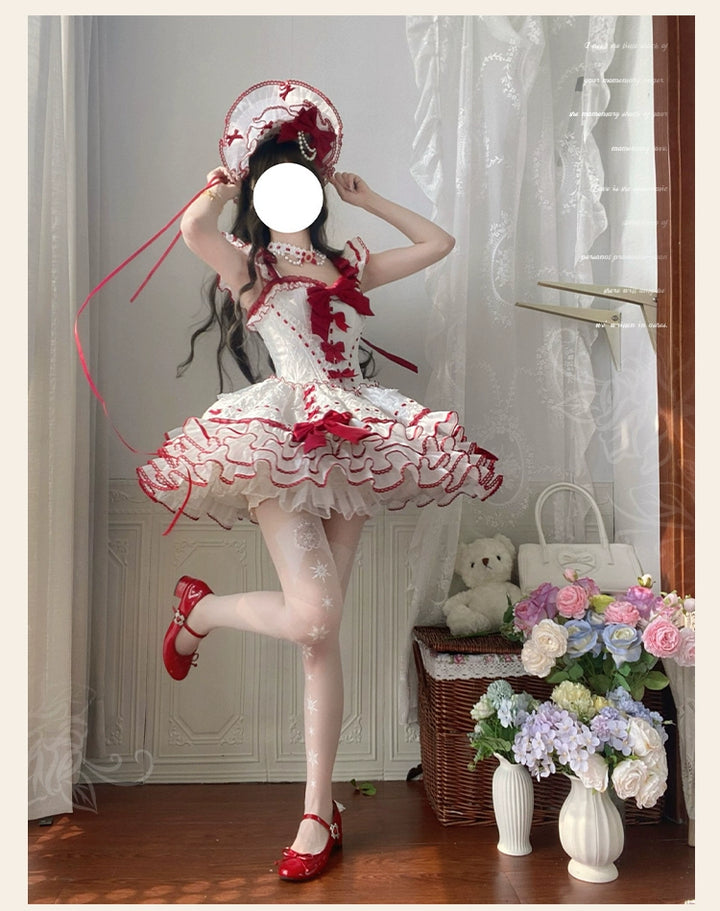 Sakurahime - Velour Love - Princess Sweet Lolita JSK Dress, Tiered Ruffles
