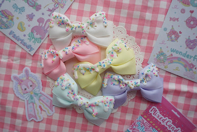 Cat Tea Party~Handmade Sweet Lolita Bow Hair Clip Cute Imitation Cream Cake   