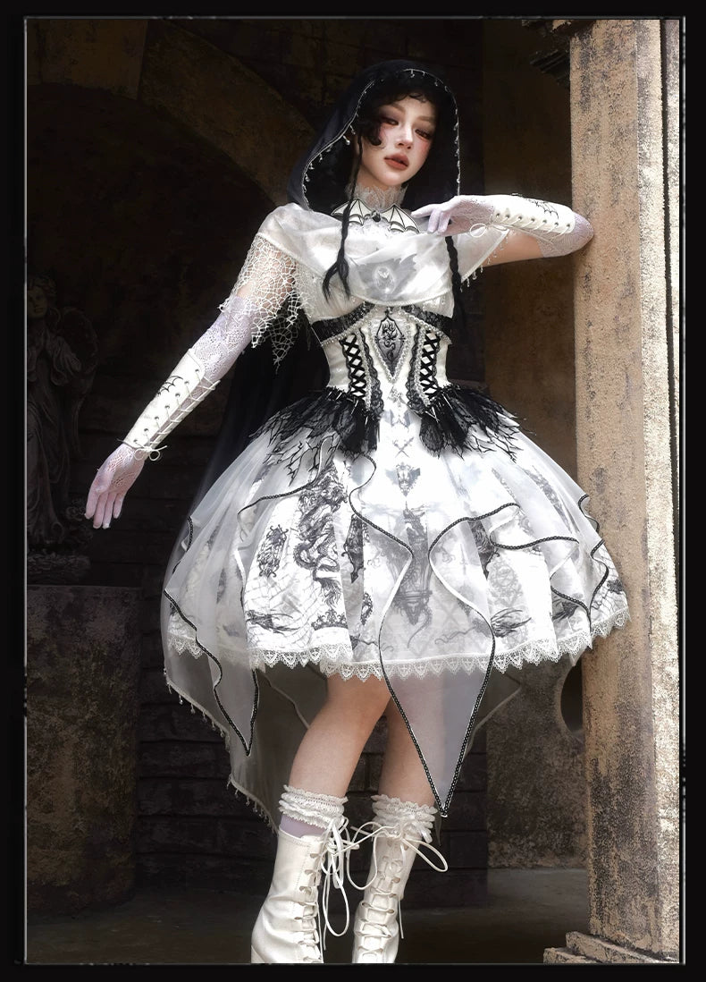 Bone Dragon - Gothic Lolita Corset JSK Dress Set with Embroidery 45654:856869