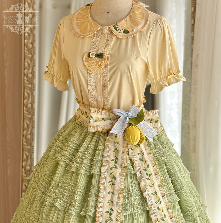 Miss Point~Lemon Chick~Country Lolita Accessories With Openwork Straw Hat 42983:760449