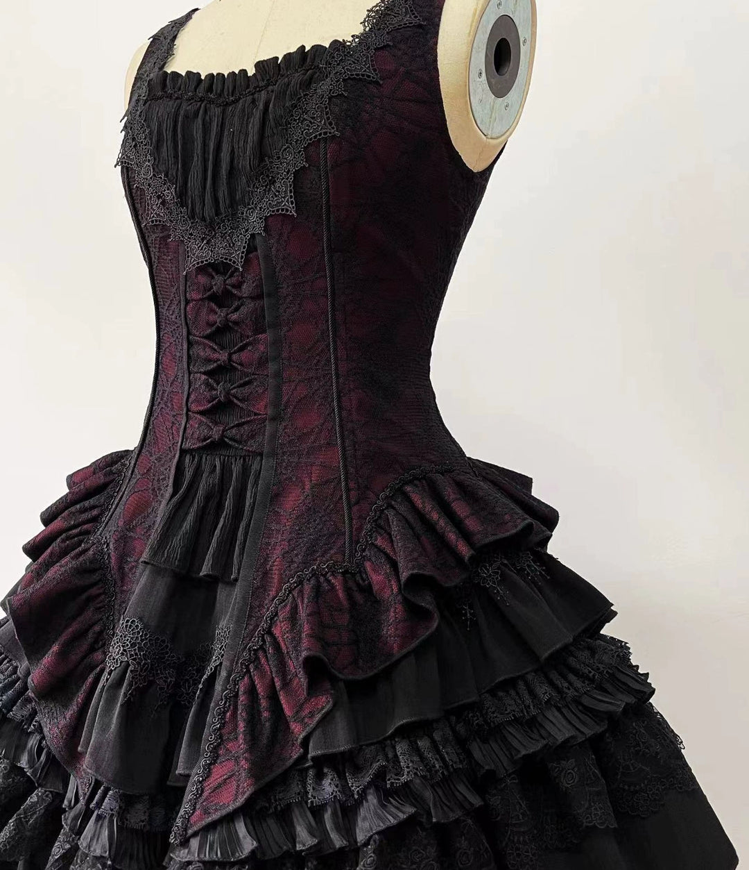 (BFM)Lilizi~Crumbled Gift~Gothic Lolita Bodice Black Skirt Set XS Red Bat Bodice 