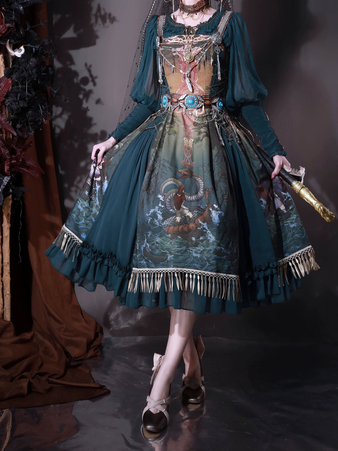 (BFM)FunCcino~Ragnarok~Nordic Style Loki Lolita JSK SK Dress