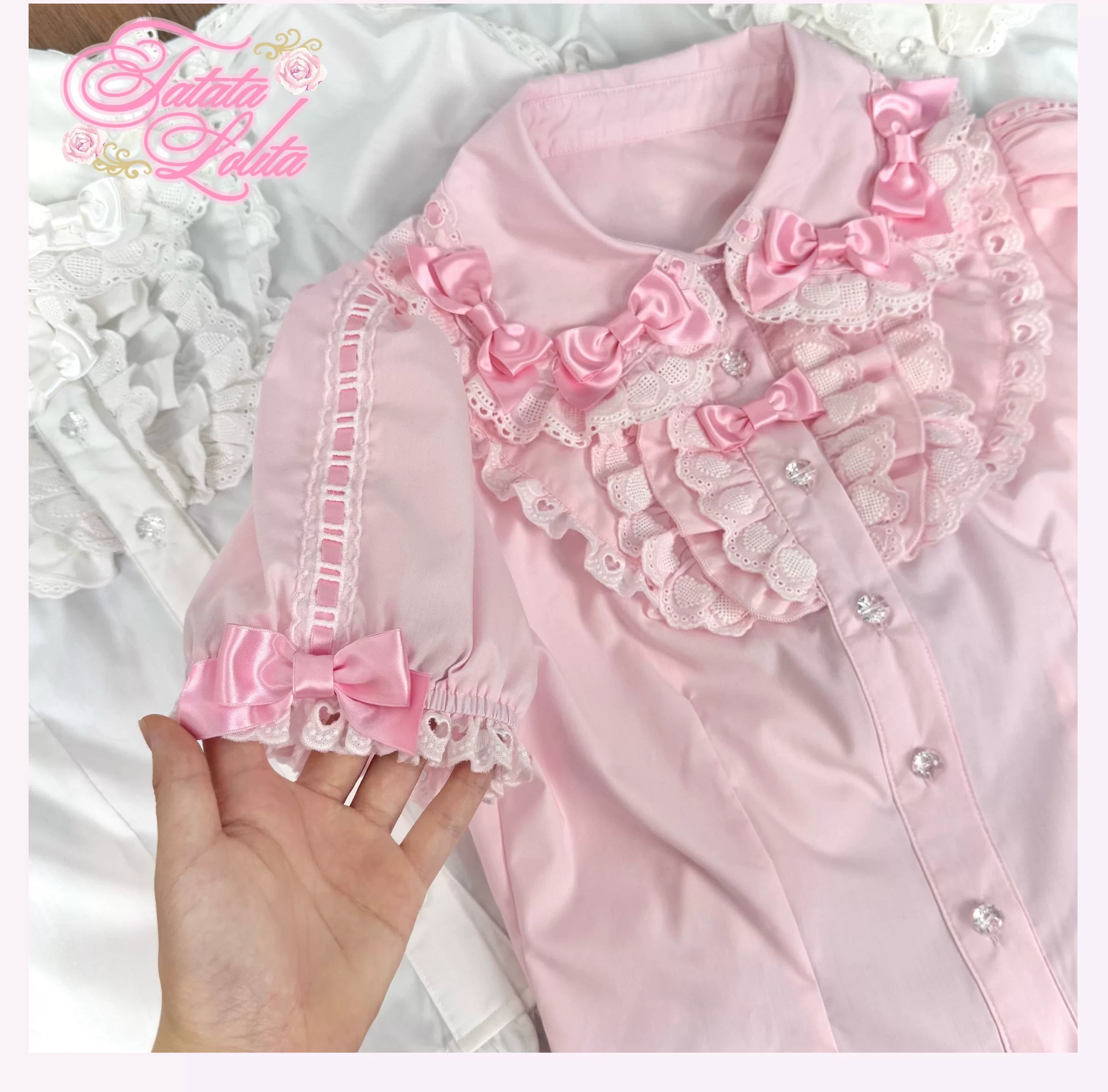 Cotton Old School Lolita Peter Pan Collar Blouse with Bows