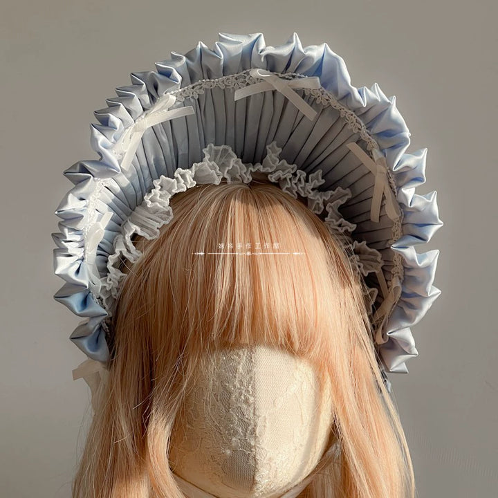 MAID~ Handmade Lolita Bonnet with Small Satin Ribbon   