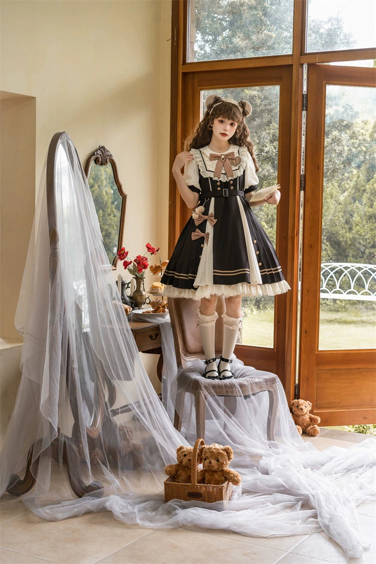 Letters from Unknown Star~Chocolate Workshop~Elegant Lolita OP Daily Short Sleeve Dress   