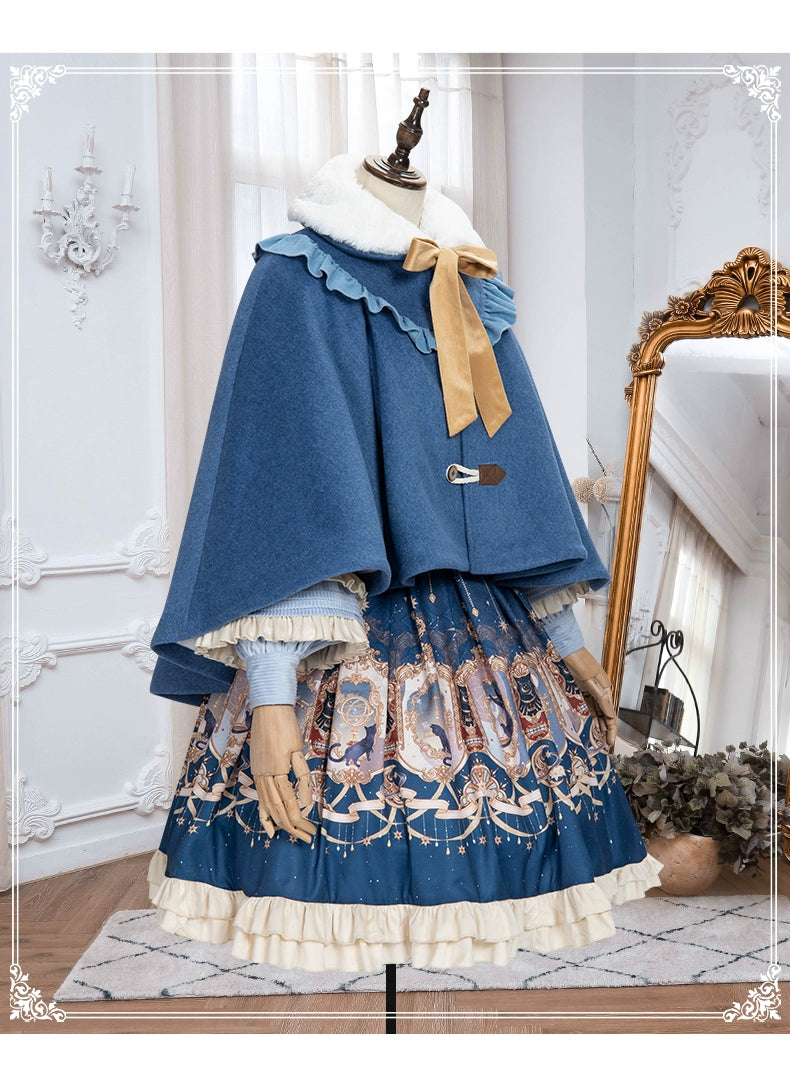 YingLuoFu - Winter Lolita Skirt Set - Starry Court Retro Palace SK Cloak