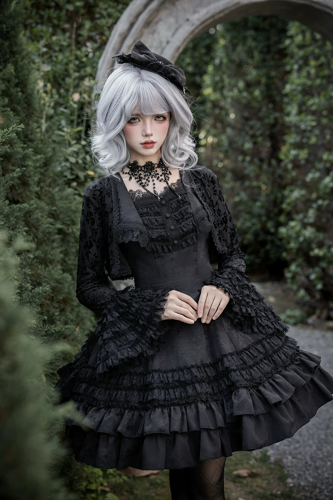 Break Free - Gothic Lolita Jacquard JSK Dress, Hime Sleeve Bolero Bolero Only S