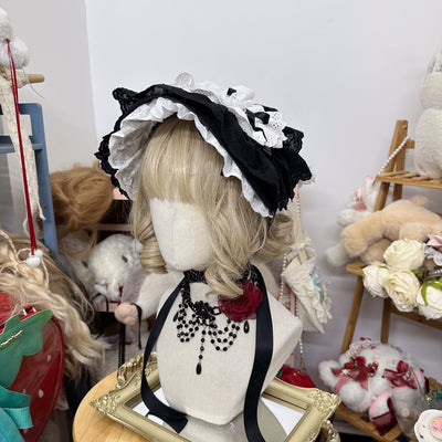 Chestnut Lolita~Gothic Lolita Bonnet Pure Cotton Hat   