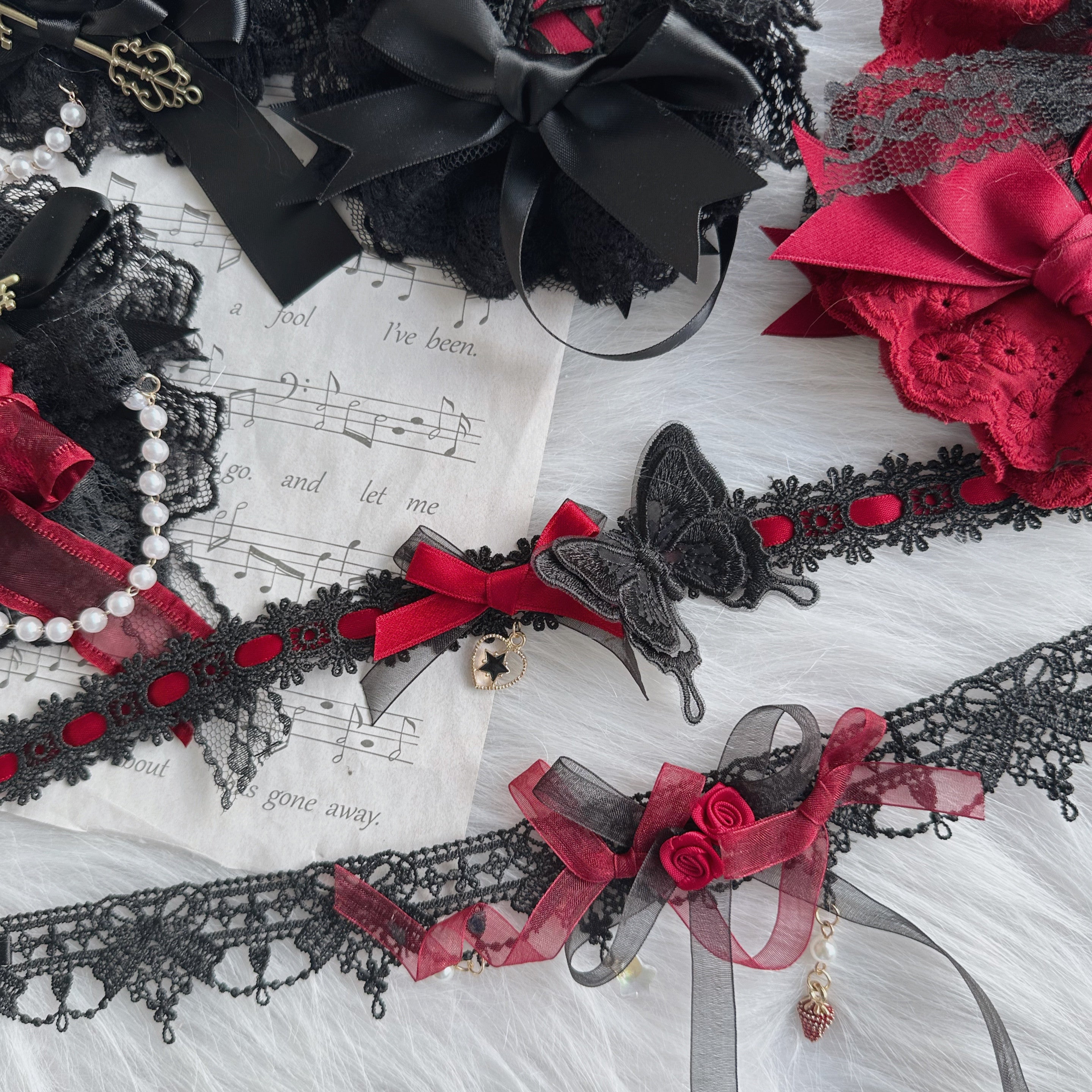Chestnut Lolita - Gothic Lolita accessory Handmade Hairband Rose Choker
