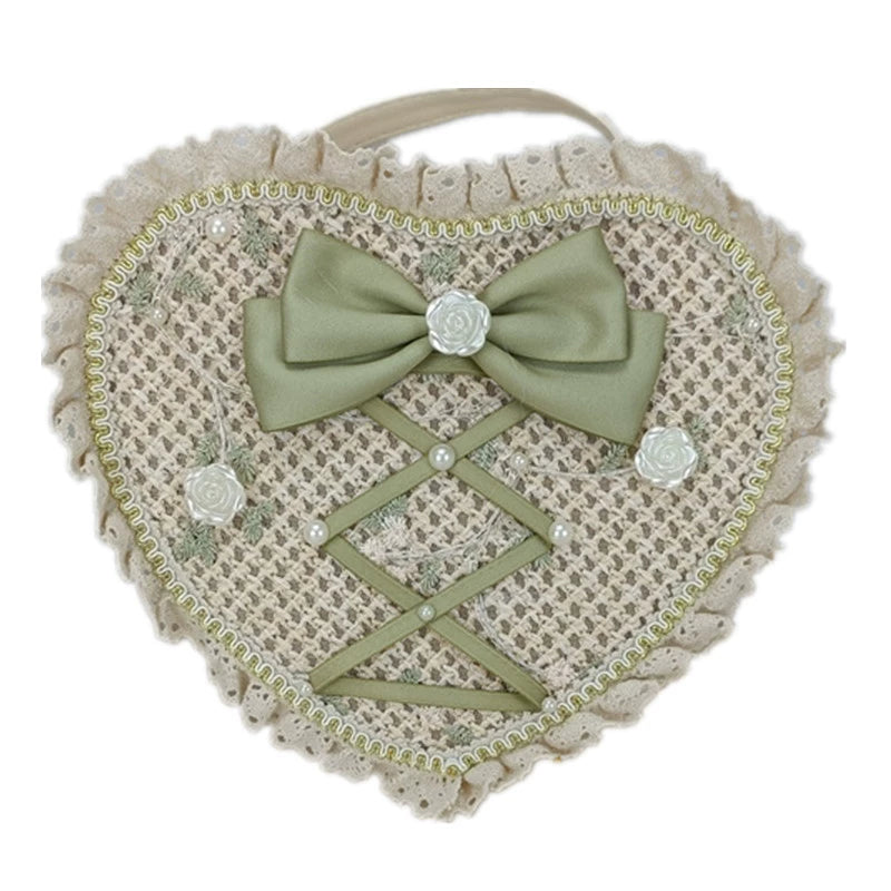 Cocoa Jam~Sweet Lolita Handbag Handmade Woven Heart Shape Crossbody Bag