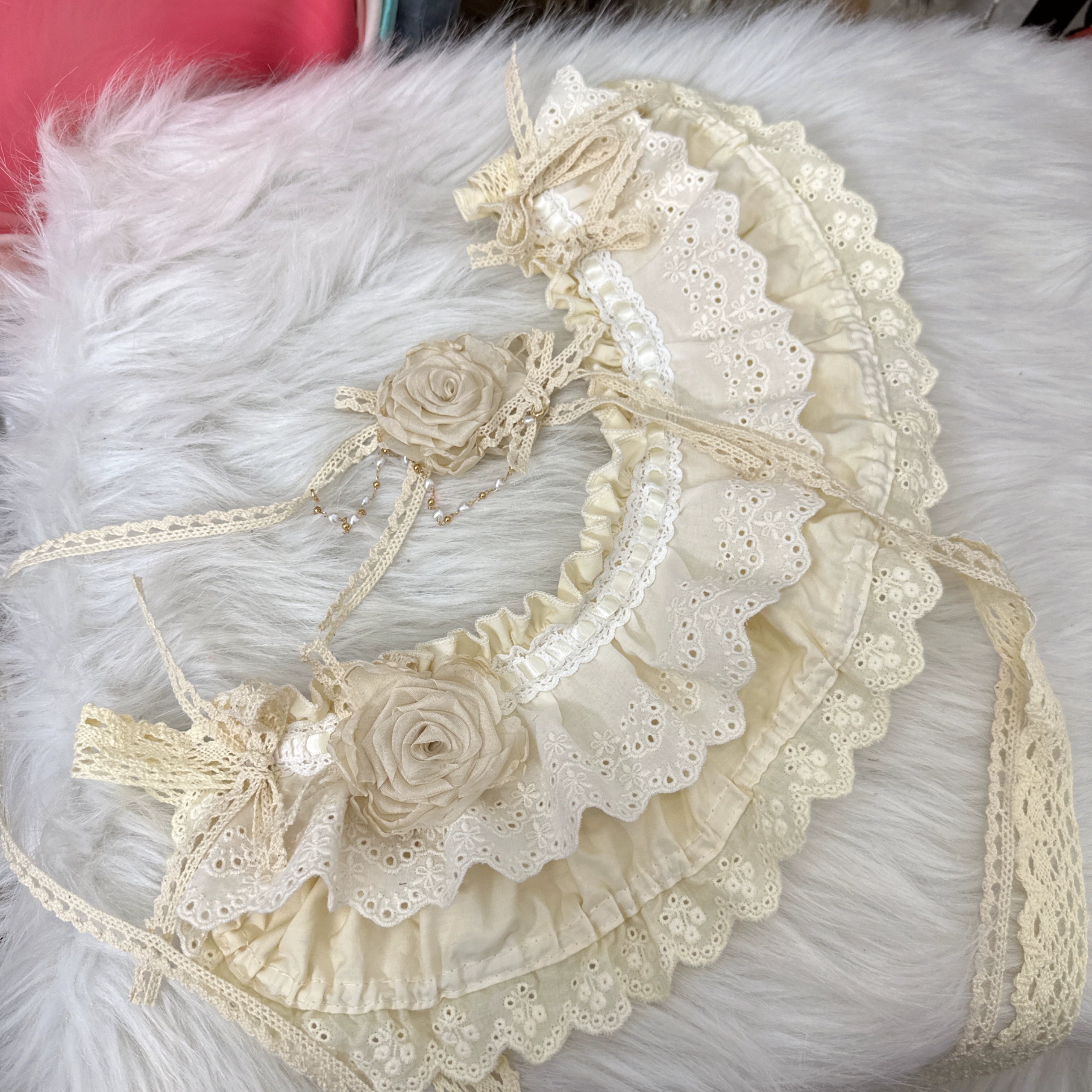 Chestnut Lolita - Handmade Cotton Lolita Bonnet Rose Elements BNT