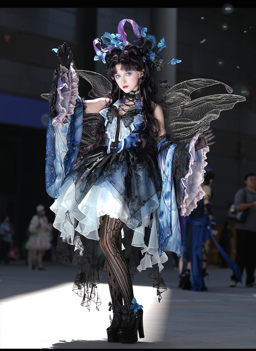 Dead Leaf Butterfly - Chiffon Gothic Lolita JSK, Irregular Tiered Skirt