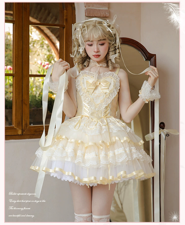 Mademoiselle Pearl~Silk Ballet~Wedding Lolita JSK Dress Princess Ballet Dress   