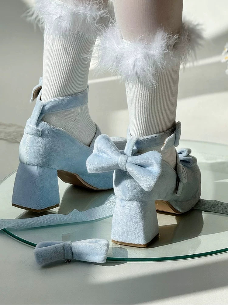 Covenant Doll - Sweet Lolita Chunky Heel Shoes, Detachable Bow