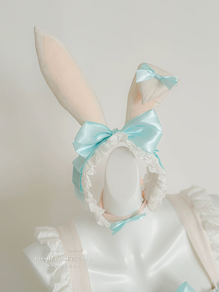 POSHEPOSE~Maid Bunny~Gorgeous Sweet Lolita OP Dress with Detachable Sleeves and Apron 41664:720624