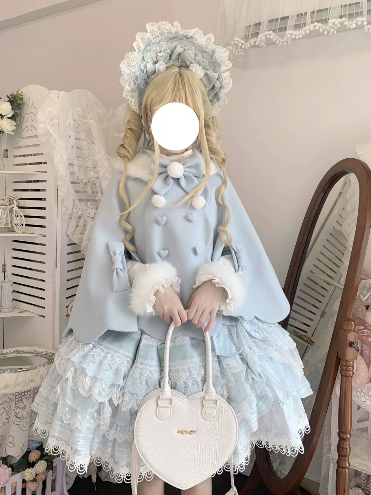 Jiuniangtutao - Sweet Wine Bunny - Scalloped Sweet Lolita Cape, Bunny Ears 44358:805312